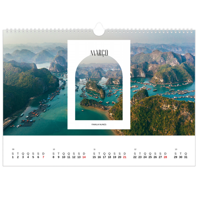 Calendário A3 Horizontal — O arco aberto [Março]