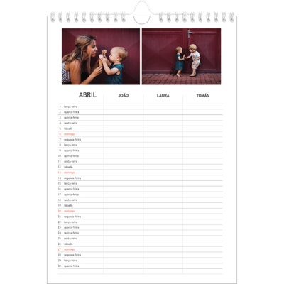 Agenda familiar A4 — Planeador simples - Familia de 3 [Abril]