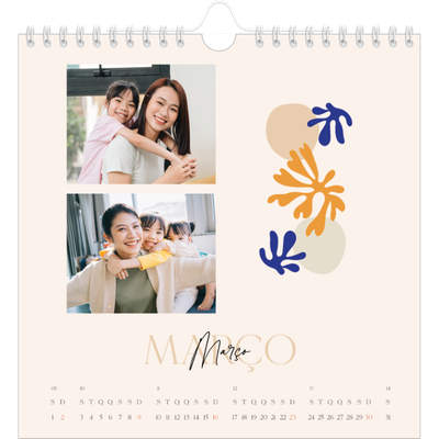 Calendário quadrado — Coral minimalista [Março]