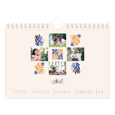 Calendário A5 horizontal — Coral minimalista [capa]