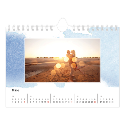 Calendário A5 horizontal — Fundos de aquarela [capa]